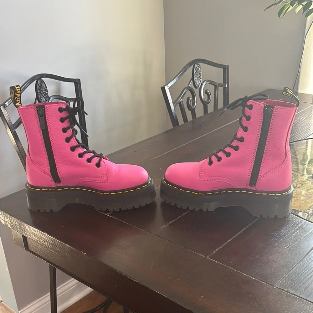 Dr. Martens Pink Leather Women's Boots jadon platform boot - Picture 3 of 15